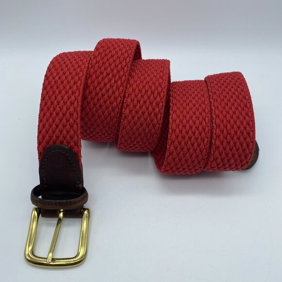 Unbranded Other - Red Woven Stretch Belt w/ Leather Tabs Men's Size 42 Made in USA